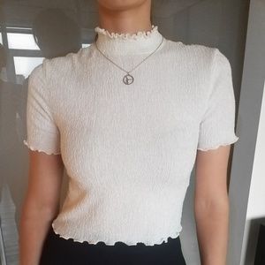 Textured Mock Neck Crop Top
